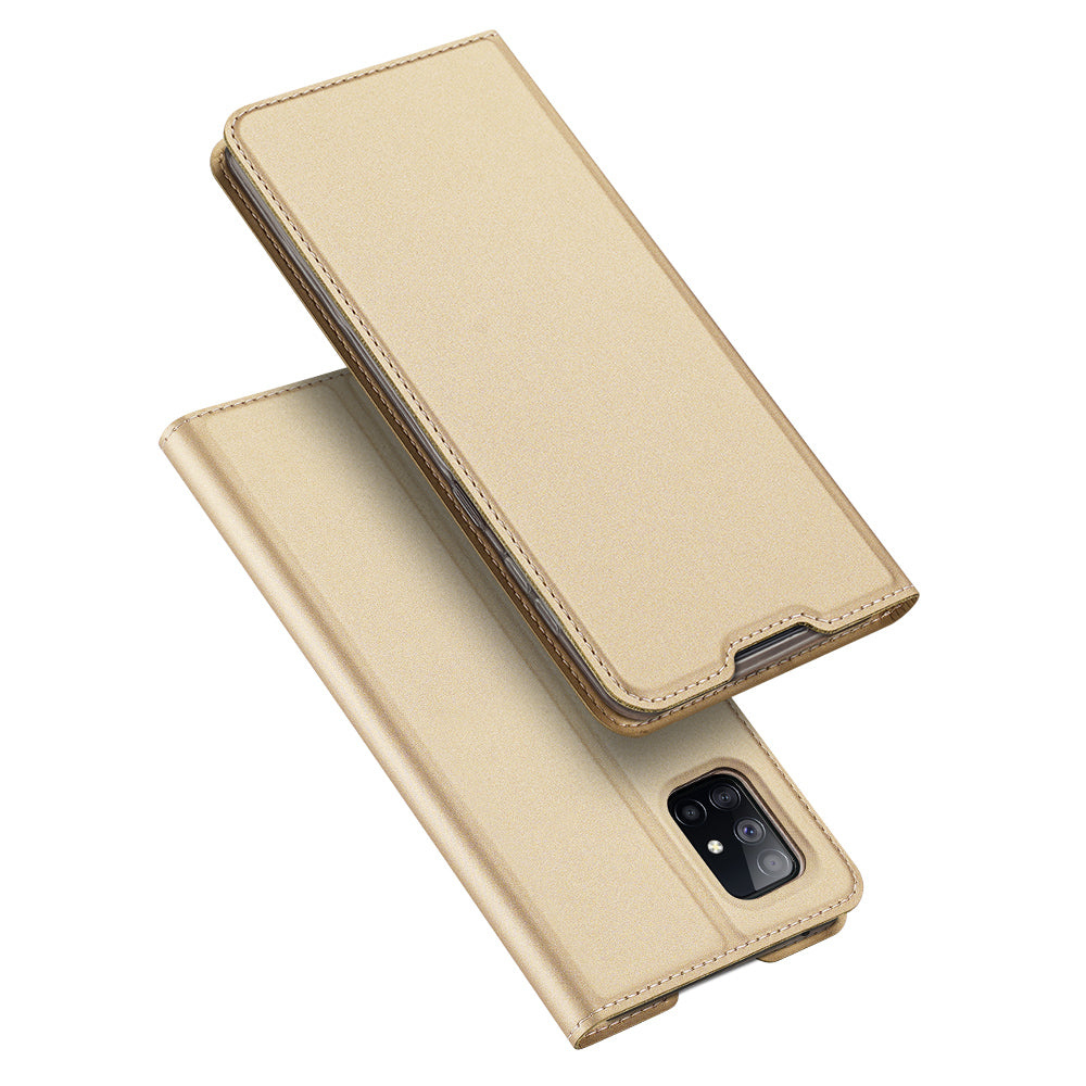 DUX DUCIS for Samsung A21s/A51 5G Magnetic Protective Case Bracket with Card Slot Leather Mobile Phone Cover Tyrant Gold