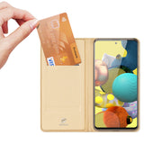 DUX DUCIS for Samsung A21s/A51 5G Magnetic Protective Case Bracket with Card Slot Leather Mobile Phone Cover Tyrant Gold