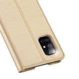 DUX DUCIS for Samsung A21s/A51 5G Magnetic Protective Case Bracket with Card Slot Leather Mobile Phone Cover Tyrant Gold