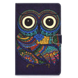 For Samsung T580 PU Laptop Protective Case with Front Snap Color Painted Smart Stay Cover  owl