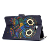 For Samsung T580 PU Laptop Protective Case with Front Snap Color Painted Smart Stay Cover  owl