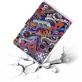 For Samsung T580 PU Laptop Protective Case with Front Snap Color Painted Smart Stay Cover  Graffiti