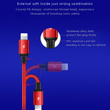 SIMU 1.2M Data Cable Of One Drag Three 2.4A Braided Fast Charging Mobile Phone Cable With USB Charging Plug red