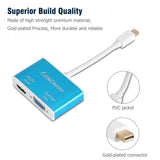 cabledeconn Mini DisplayPort to HDMI 4k VGA Adapter 2 in 1 Cable for Mac MacBook Pro Air Surface Pro blue