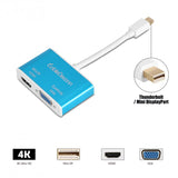 cabledeconn Mini DisplayPort to HDMI 4k VGA Adapter 2 in 1 Cable for Mac MacBook Pro Air Surface Pro blue