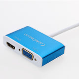 cabledeconn Mini DisplayPort to HDMI 4k VGA Adapter 2 in 1 Cable for Mac MacBook Pro Air Surface Pro blue