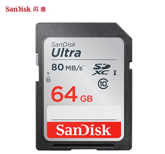 SanDisk Ultra SD Card 64GB SDXC Class10 Memory Card C10 R80mb/s USH-1 Support for Camera