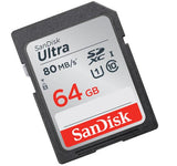 SanDisk Ultra SD Card 64GB SDXC Class10 Memory Card C10 R80mb/s USH-1 Support for Camera