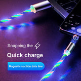 Three Colors Lighting Streamer Magnetic Suction Data Cable 360 Degree Magnetic Suction Data Line Apple interface