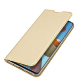 DUX DUCIS for Samsung A21s/A51 5G Magnetic Protective Case Bracket with Card Slot Leather Mobile Phone Cover Tyrant Gold