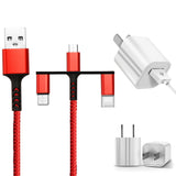 SIMU 1M Three-In-One Braided Mobile Phone Charging Cable For Apple Android Type-C red