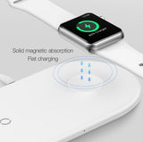 Baseus 2 in 1 Wireless Charger Pad for Apple Watch 4/3/2/1 Fast Wireless Charging for iPhone 8 Xs Max Samsung S9 white