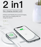 Baseus 2 in 1 Wireless Charger Pad for Apple Watch 4/3/2/1 Fast Wireless Charging for iPhone 8 Xs Max Samsung S9 white