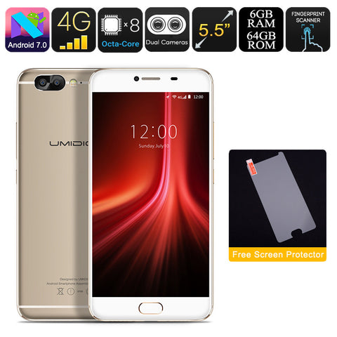 HK Warehouse UMIDIGI Z1 Android Phone - 4000mAh, Android 7.0, FHD Display, Helio P20 CPU, 6GB RAM, Dual-Cam (Gold)