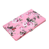 For Samsung T590 Laptop Protective Case Color Painted Smart Stay PU Cover with Front Snap Pink flower