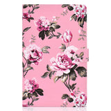 For Samsung T590 Laptop Protective Case Color Painted Smart Stay PU Cover with Front Snap Pink flower