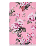 For Samsung T590 Laptop Protective Case Color Painted Smart Stay PU Cover with Front Snap Pink flower