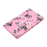 For Samsung T590 Laptop Protective Case Color Painted Smart Stay PU Cover with Front Snap Pink flower