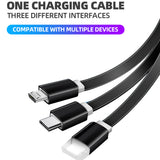 SIMU Universal Multifunctional Telescopic One-for-Three Mobile Phone Charging Data Cable Set black