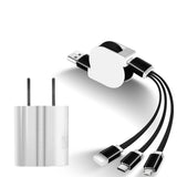 SIMU Universal Multifunctional Telescopic One-for-Three Mobile Phone Charging Data Cable Set black