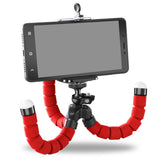 Car Style Mobile Phone Holder Flexible Octopus Tripod Bracket Selfie Stand Mount Support for iPhone red