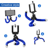 Car Style Mobile Phone Holder Flexible Octopus Tripod Bracket Selfie Stand Mount Support for iPhone blue