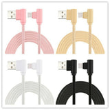 Braid USB Nylon Charging Cable L Shape Line for Type-c Android Xiaomi micro (white)