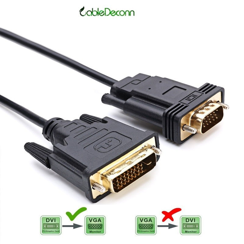 Cabledeconn 2M DVI 24+1 DVI-D Male to VGA Male Adapter Converter Cable for PC DVD Monitor HDTV Without USB