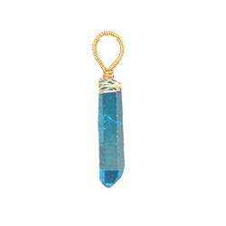 Teal blue quartz dagger - Gold