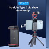 ULANZI ST-07 Stright Mobil Phone Holder with Cold Shoe Mobile Phone Photography Tripod Bracket Universal Vlog Accessory black