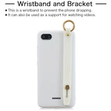 For Redmi 6A Simple Solid Color Chic Wrist Rope Bracket Matte TPU Anti-scratch Non-slip Protective Cover Back Case 10 beans green