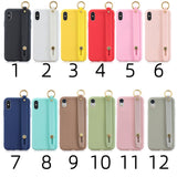 For Redmi 6A Simple Solid Color Chic Wrist Rope Bracket Matte TPU Anti-scratch Non-slip Protective Cover Back Case 10 beans green