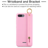 For Redmi 6A Simple Solid Color Chic Wrist Rope Bracket Matte TPU Anti-scratch Non-slip Protective Cover Back Case 10 beans green