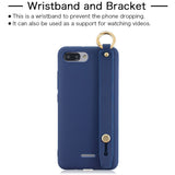 For Redmi 6A Simple Solid Color Chic Wrist Rope Bracket Matte TPU Anti-scratch Non-slip Protective Cover Back Case 10 beans green