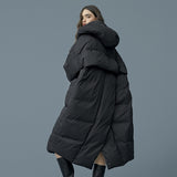 Winter and Autumn Outwear Women White Duck X-Long Down Warm Jacket in Hooded Fashion Cocoon Parkas Plus size 7XL design