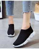 Women Shoes 2019 New Flyknit Sneakers Women Breathable Slip On Flat Shoes Soft Bottom White Sneakers Casual Women Flats Krasovki