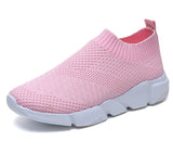 Women Shoes 2019 New Flyknit Sneakers Women Breathable Slip On Flat Shoes Soft Bottom White Sneakers Casual Women Flats Krasovki