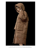 Winter and Autumn Outwear Women White Duck X-Long Down Warm Jacket in Hooded Fashion Cocoon Parkas Plus size 7XL design