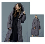 Winter and Autumn Outwear Women White Duck X-Long Down Warm Jacket in Hooded Fashion Cocoon Parkas Plus size 7XL design