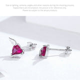 BAMOER Fashion 925 Sterling Silver Angel And Devil Pink CZ Heart Stud Earrings for Women Sterling Silver Jewelry 2018 SCE414