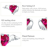 BAMOER Fashion 925 Sterling Silver Angel And Devil Pink CZ Heart Stud Earrings for Women Sterling Silver Jewelry 2018 SCE414