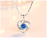 KOFSAC New Luxury Crystal CZ Heart Pendant Choker Necklace 925 Sterling Silver Chain Necklaces For Women Wedding Jewelry Gifts