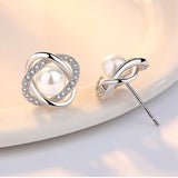 Upscale 925 Sterling Silver Earrings Zircon Pearl Twist Luxury Stud Earrings For Women brincos pendientes bijoux