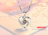 KOFSAC New Luxury Crystal CZ Heart Pendant Choker Necklace 925 Sterling Silver Chain Necklaces For Women Wedding Jewelry Gifts