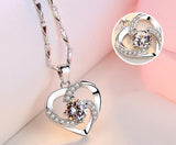 KOFSAC New Luxury Crystal CZ Heart Pendant Choker Necklace 925 Sterling Silver Chain Necklaces For Women Wedding Jewelry Gifts