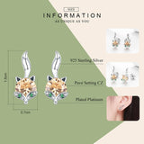 BAMOER 925 Sterling Silver Cute Crystal Fox Stud Earrings for Women Animal fox Fashion Earrings Sterling Silver Jewelry SCE527