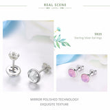 BAMOER Popular 925 Sterling Silver April Birthstone Droplets, Rock Crystal Stud Earrings For Women Fashion Jewelry PAS498