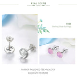 BAMOER Popular 925 Sterling Silver April Birthstone Droplets, Rock Crystal Stud Earrings For Women Fashion Jewelry PAS498