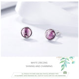 BAMOER Popular 925 Sterling Silver April Birthstone Droplets, Rock Crystal Stud Earrings For Women Fashion Jewelry PAS498