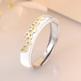 S925 Sterling Silver Prevent Allergy Never Fade Love Pairs Rings Golden Fine Hollow Home Nest Stone Woman Man Couple Rings Lover